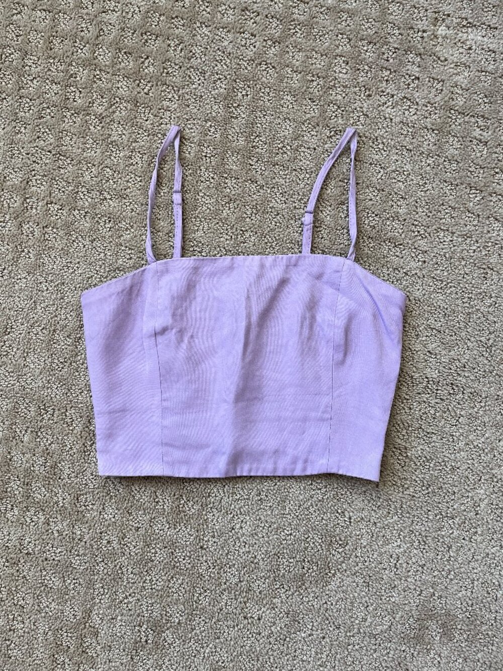 Zara TRF Satin Crop Top Purple Smocked Back Zip Side Adjustable Straps Size XS